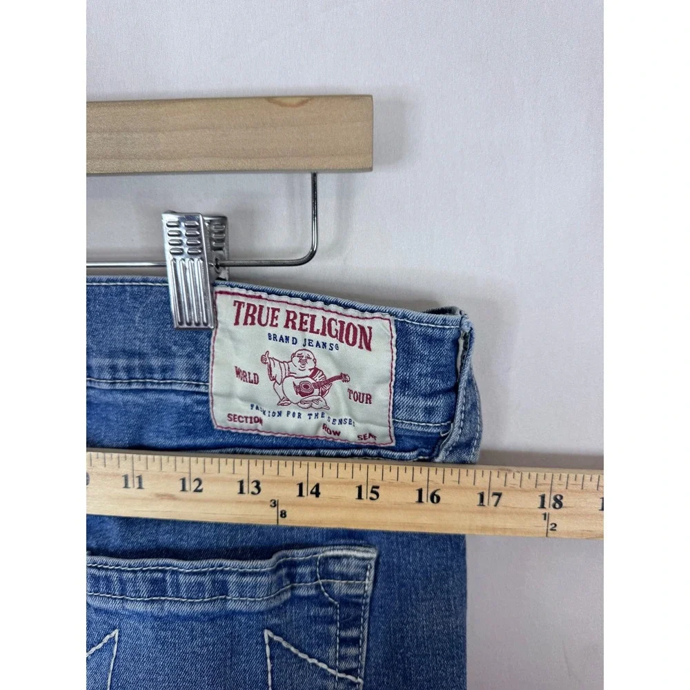 True Religion Ricky Relaxed Straight Blue Jeans Mens 34X32 SN No Flap 44545-00